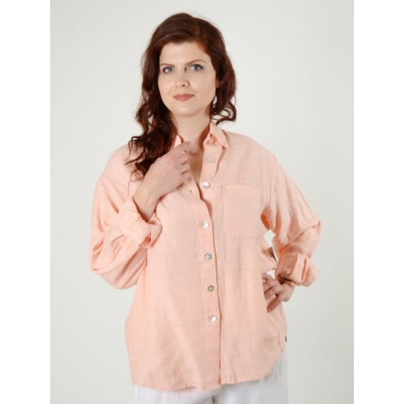 Bryn Walker Linen Button Down Shirt Burgundy Size X-Small - Picture 15 of 16